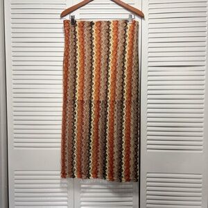 Sweet Rain 70s Inspired Y2K Autumn Tones Crocket Knit Pencil Midi Skirt Size L